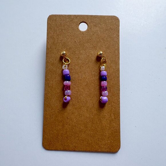 Handmade Beaded Dangle Earrings - Picture 3 of 5
